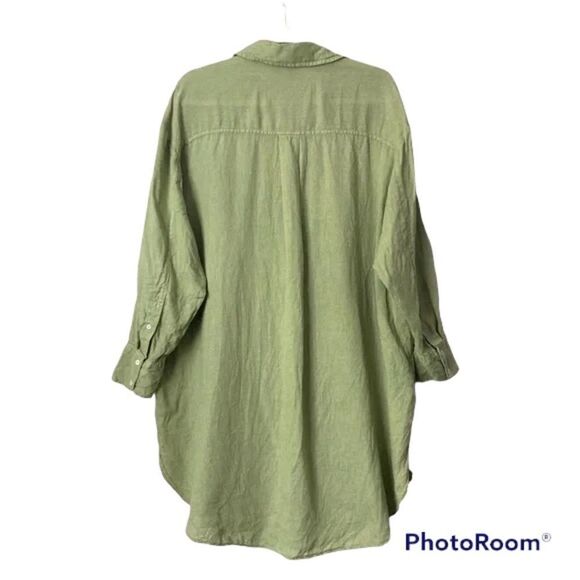 ✨ Zara Oversized Linen Boho Button Down Green Shirt✨ - Picture 10 of 14